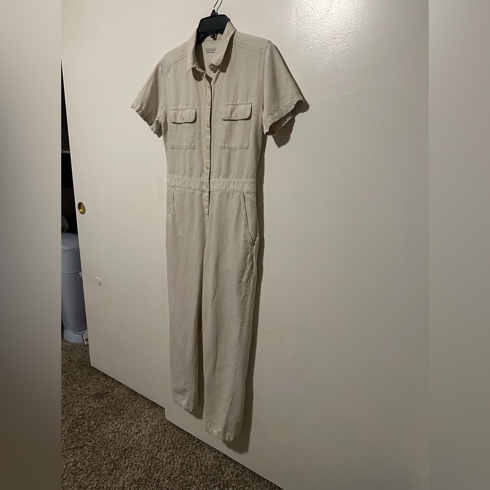Outerknown Beige Button-Up Jumpsuit - image 5